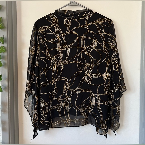 Dressbarn glitter starburst sheer cardigan with attached black solid top PL - Picture 5 of 9